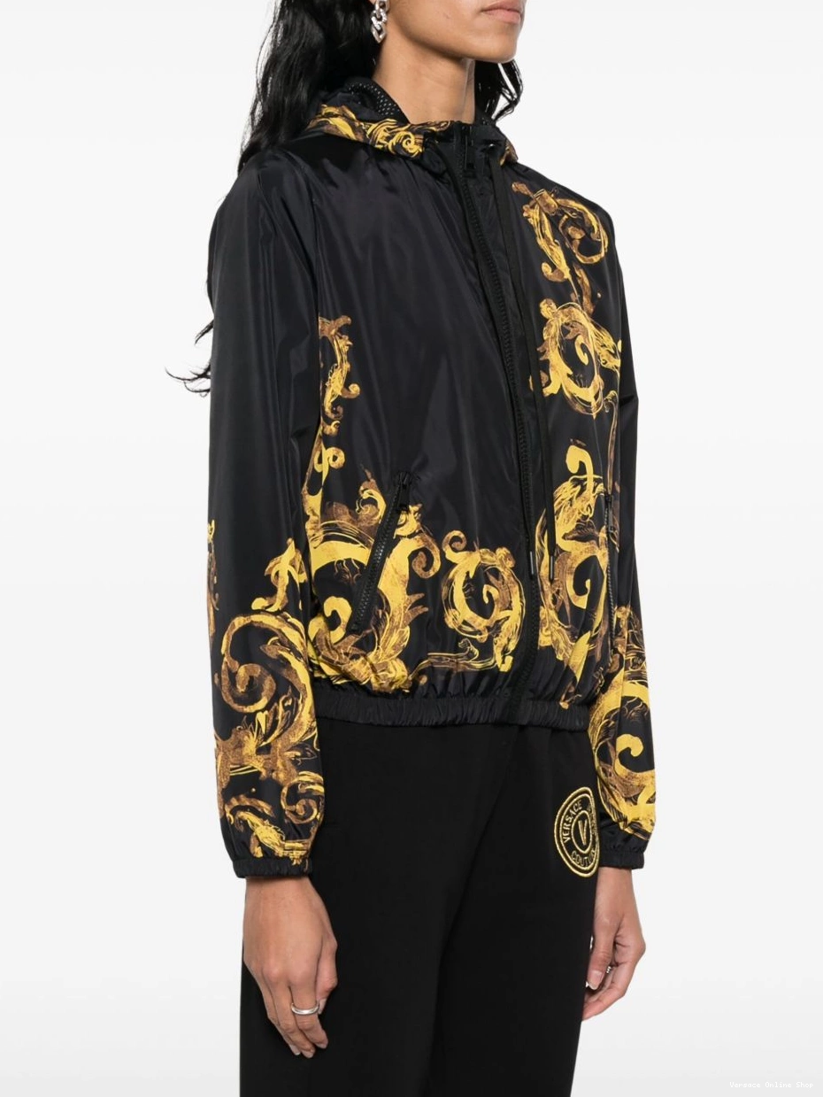 Cheap Jeans jacket Women Versace Barocco-print hooded Couture 0803